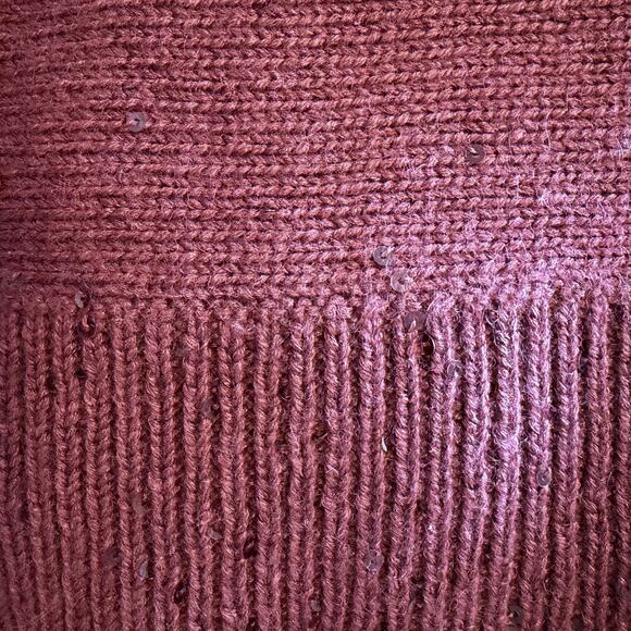 NWT Brunello Cucinelli Cashmere-Silk Sequined One-Shoulder Sweater Burgundy Sz M - Picture 6 of 6